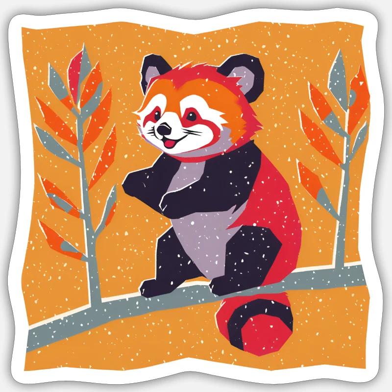 Roter Panda - Sticker Größe S (10 x 10 cm) - Mattweiß