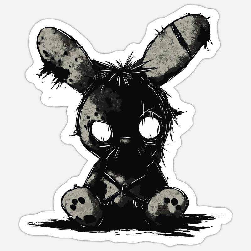 Mignon lapin effrayant Sticker taille S (10 x 10 cm)