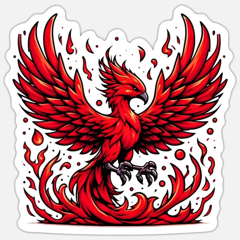 Roter Phönix - Sticker Größe S (10 x 10 cm) - Mattweiß