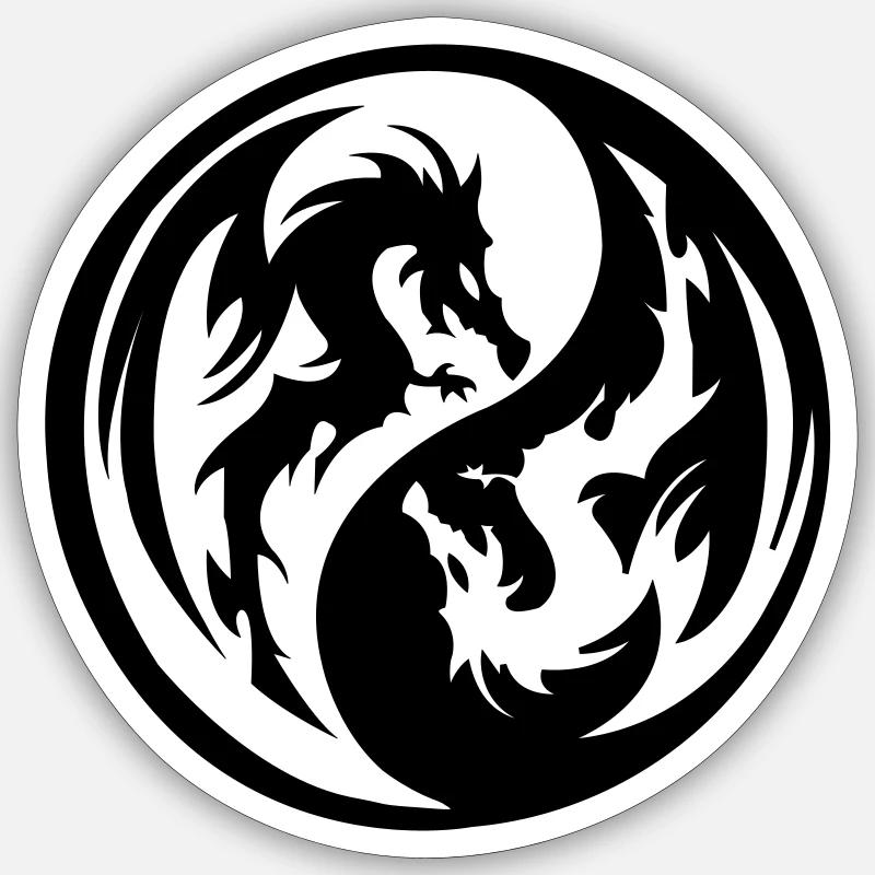 Dragon Ying Yans - Sticker taille S (10 x 10 cm) - blanc mat