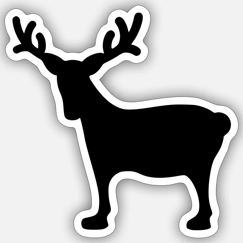 Renne Noël3 - Sticker taille S (10 x 10 cm) - blanc mat