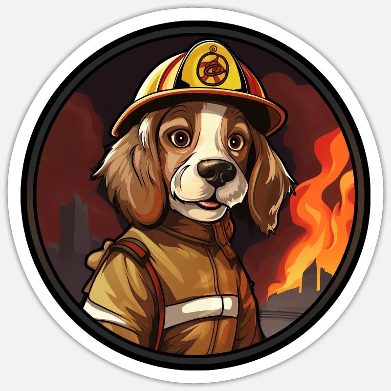 Dogs Fire Brigade - Sticker size S (10 x 10 cm) - white matte
