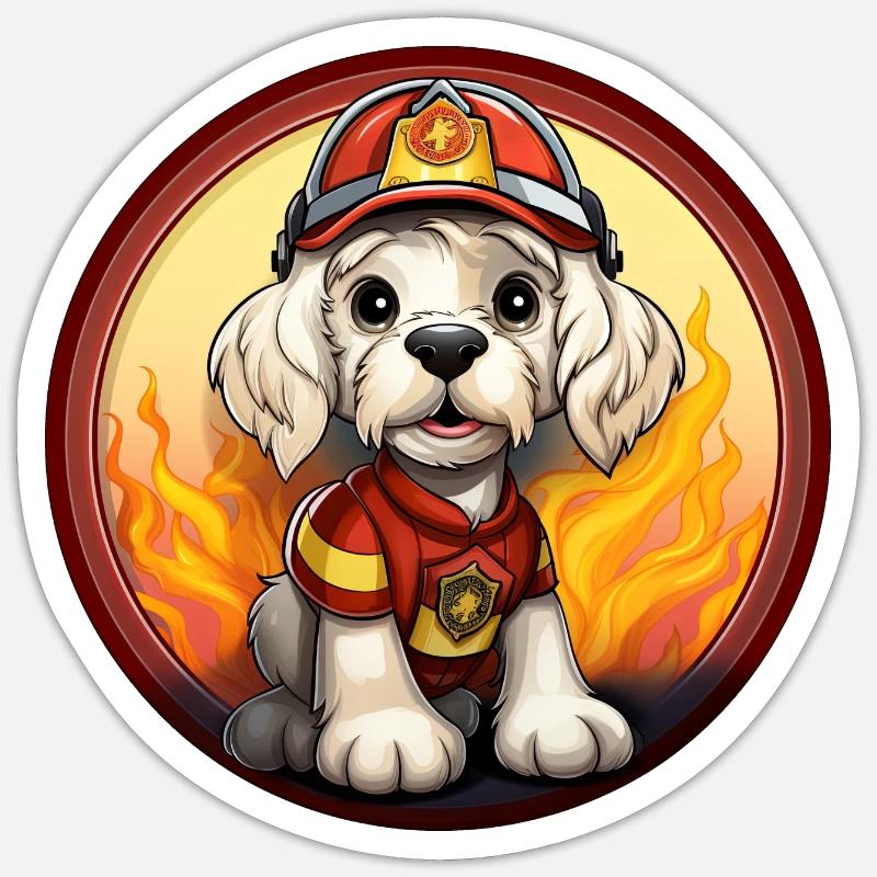 Dog Fire Brigade - Sticker size S (10 x 10 cm) - white matte