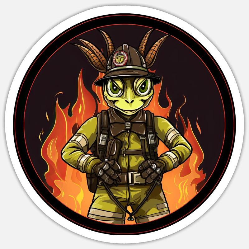 Feuerwehr Heuschrecken - Sticker Größe S (10 x 10 cm) - Mattweiß
