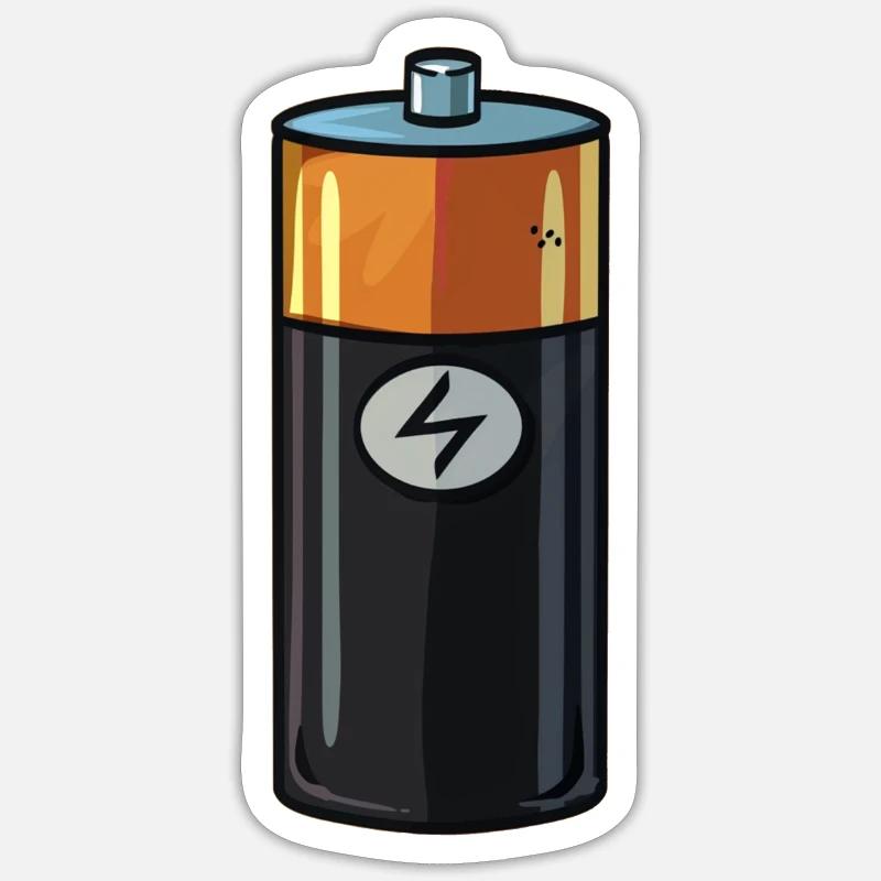 battery - Sticker size S (10 x 10 cm) - white matte