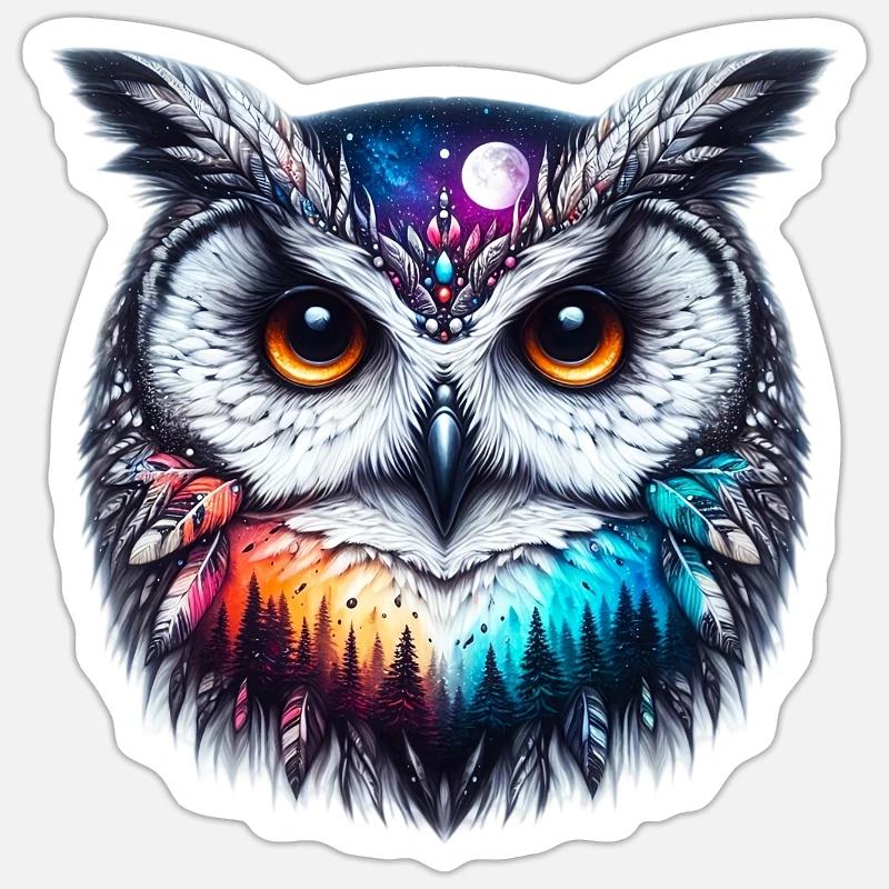 Eule - Sticker Größe S (10 x 10 cm) - Mattweiß