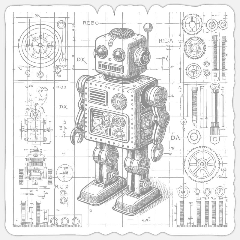 Robot - Sticker size S (10 x 10 cm) - white matte