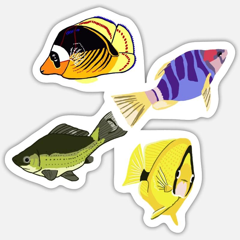 Various fish - Sticker size S (10 x 10 cm) - white matte