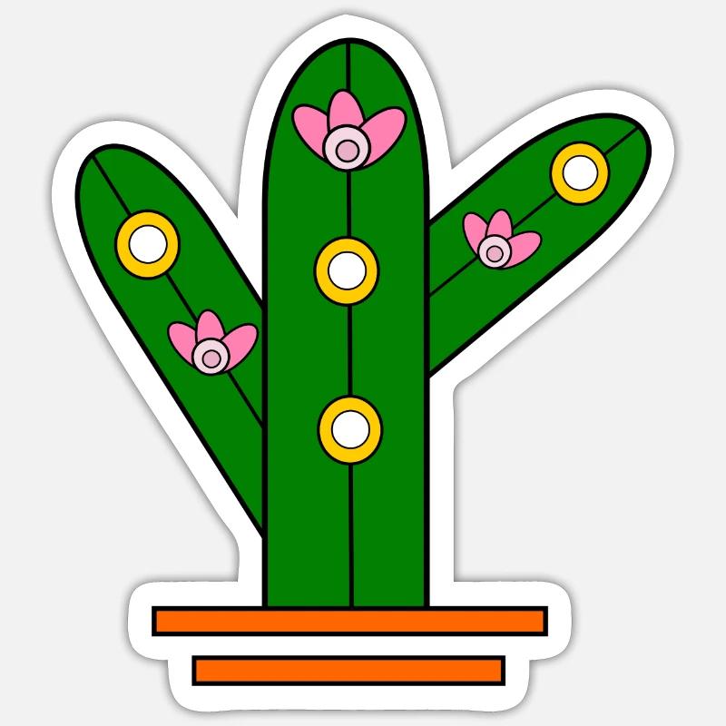 Glowing cactus - Sticker size S (10 x 10 cm) - white matte