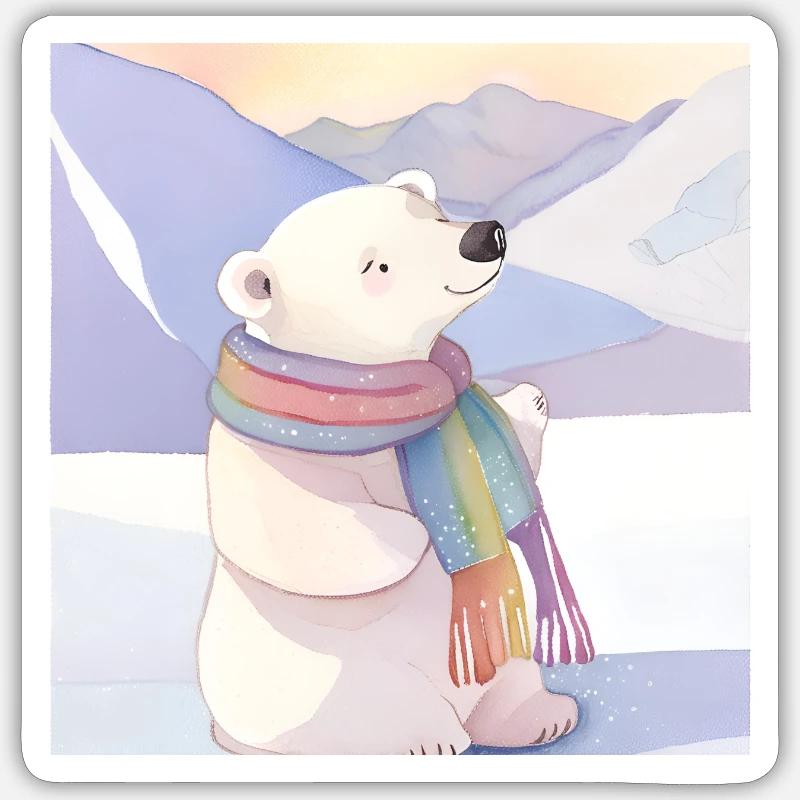 Kleiner Eisbär - Sticker Größe S (10 x 10 cm) - Mattweiß