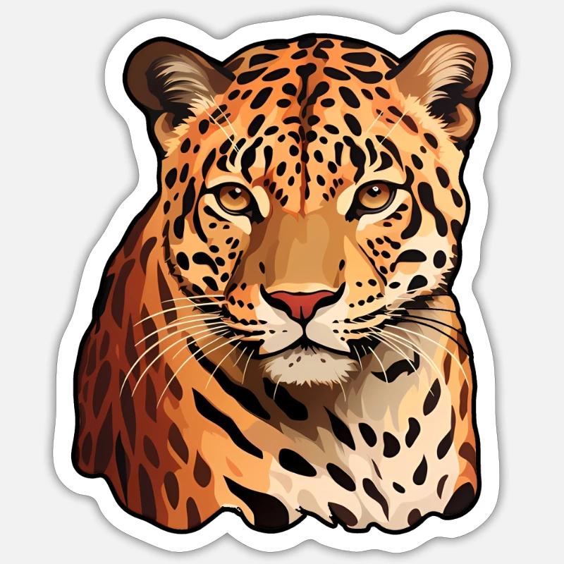Léopard - Sticker taille S (10 x 10 cm) - blanc mat