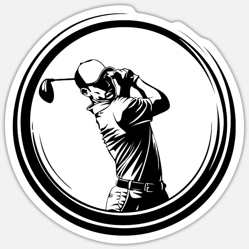 Golfer Mann - Sticker Größe S (10 x 10 cm) - Mattweiß