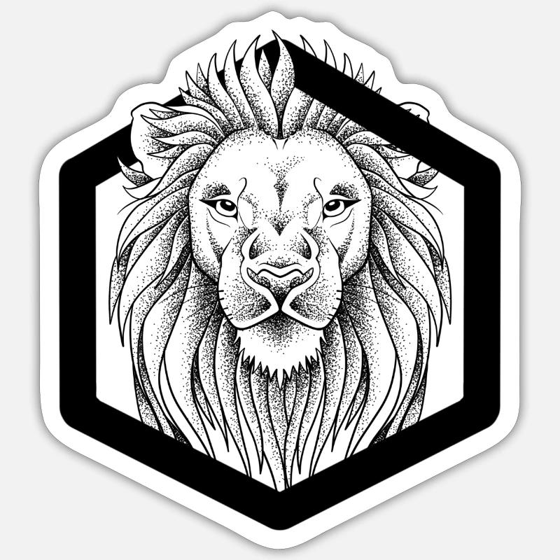 Lion dotwork - Sticker size S (10 x 10 cm) - white matte