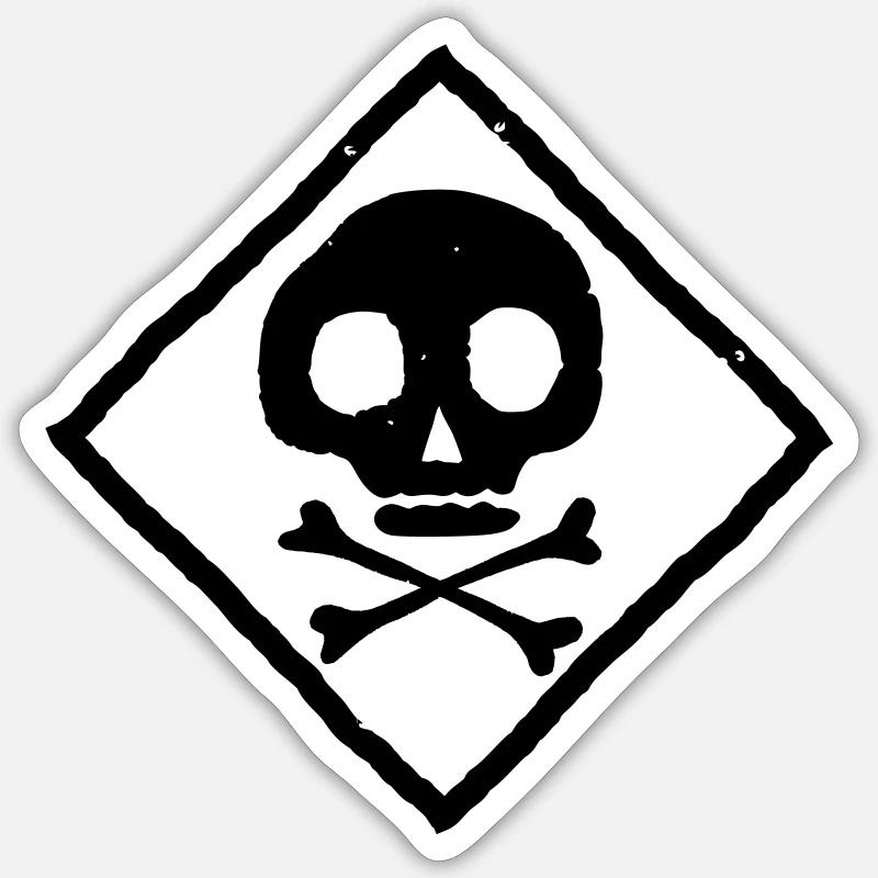 Crâne et os - Sticker taille S (10 x 10 cm) - blanc mat