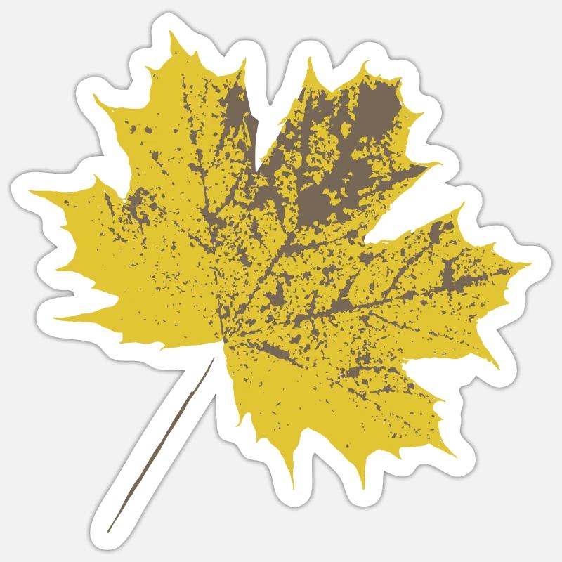 Yellow maple leaf - Sticker size S (10 x 10 cm) - white matte