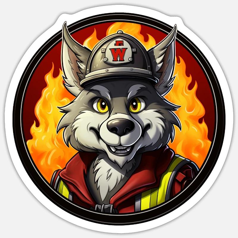 Wolf Fire Brigade - Sticker size S (10 x 10 cm) - white matte