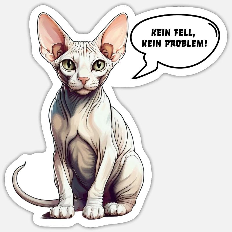 Chat Sphynx Pas de fourrure, pas de problème Sticker taille S (10 x 10 cm)