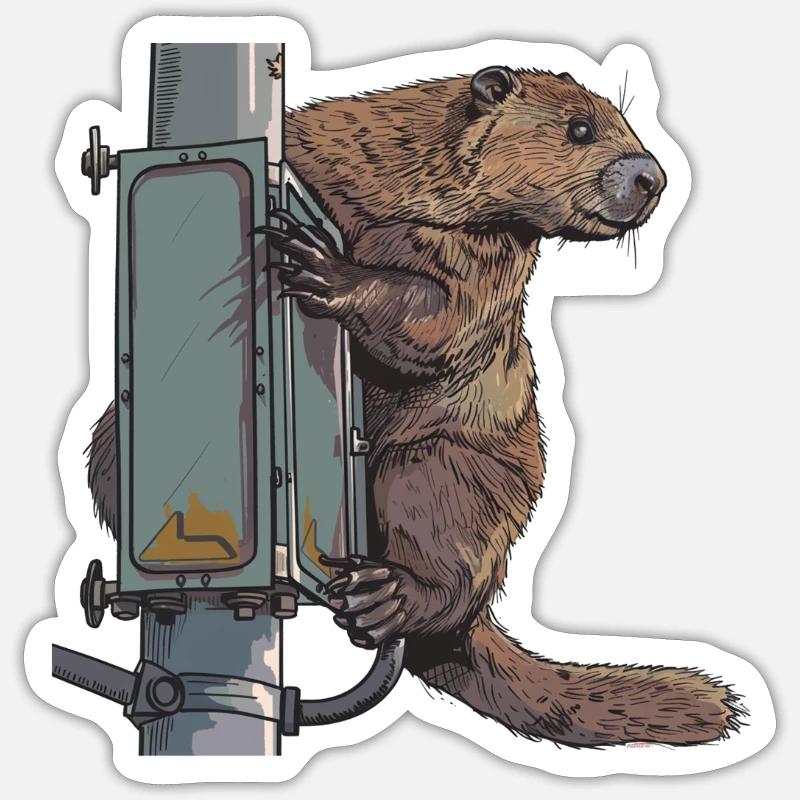 Biber Ampel Bober - Sticker Größe S (10 x 10 cm) - Mattweiß