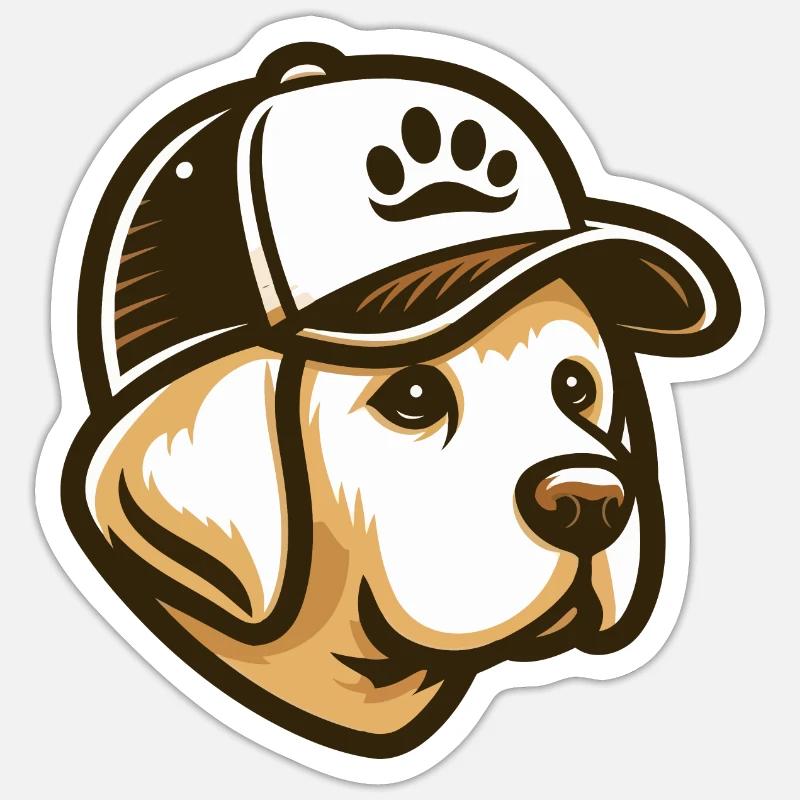 Labradorkopf mit Kappe - Sticker Größe S (10 x 10 cm) - Mattweiß