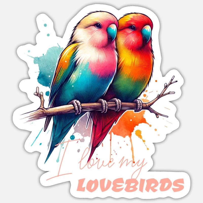 Inséparable Agapornides Inséparables - Sticker taille S (10 x 10 cm) - blanc mat