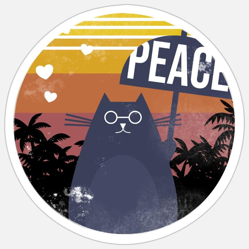 Drôle de chat - Sticker taille S (10 x 10 cm) - blanc mat
