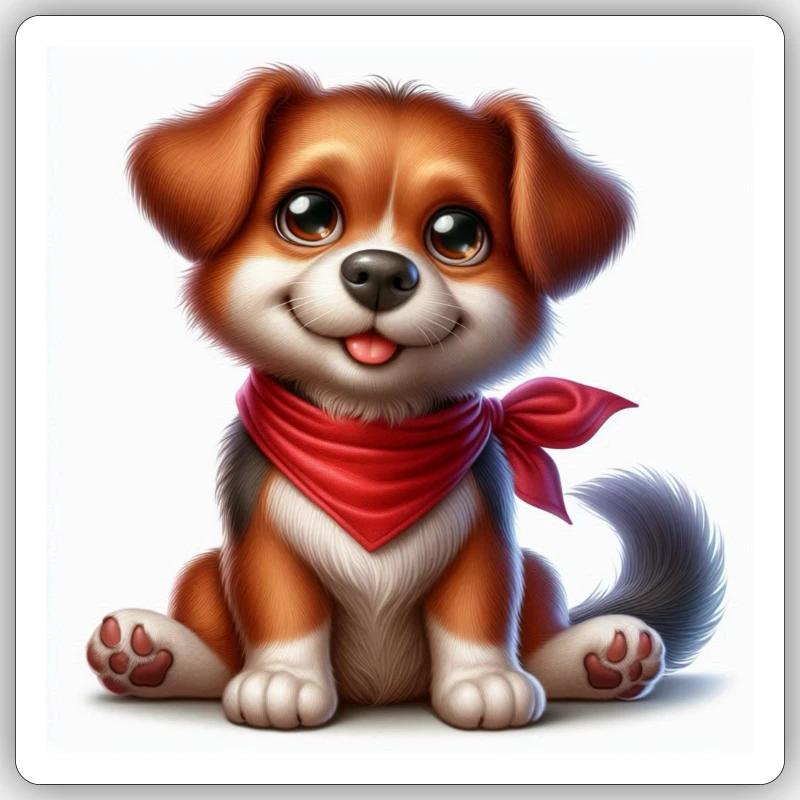 Chien mignon - Sticker taille S (10 x 10 cm) - blanc mat