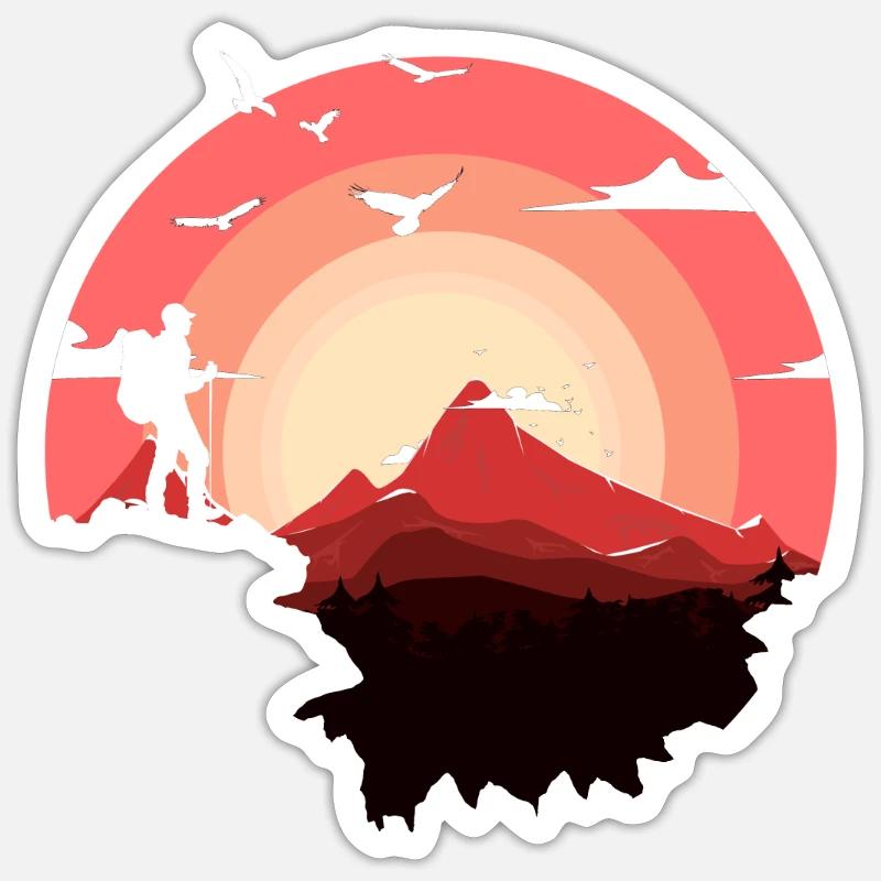 Sunset climbing - Sticker size S (10 x 10 cm) - white matte