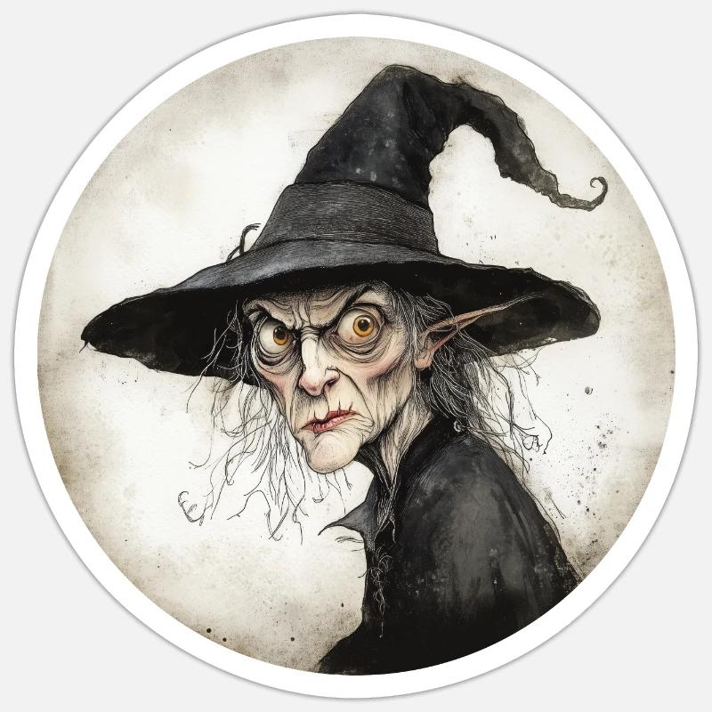Witch - Sticker taille S (10 x 10 cm) - blanc mat