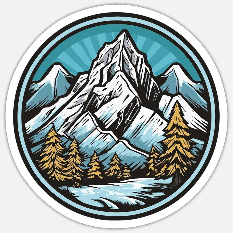 Berge - Sticker Größe S (10 x 10 cm) - Mattweiß