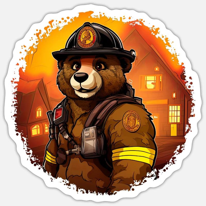 Bear Fire Brigade Sticker size S (10 x 10 cm)
