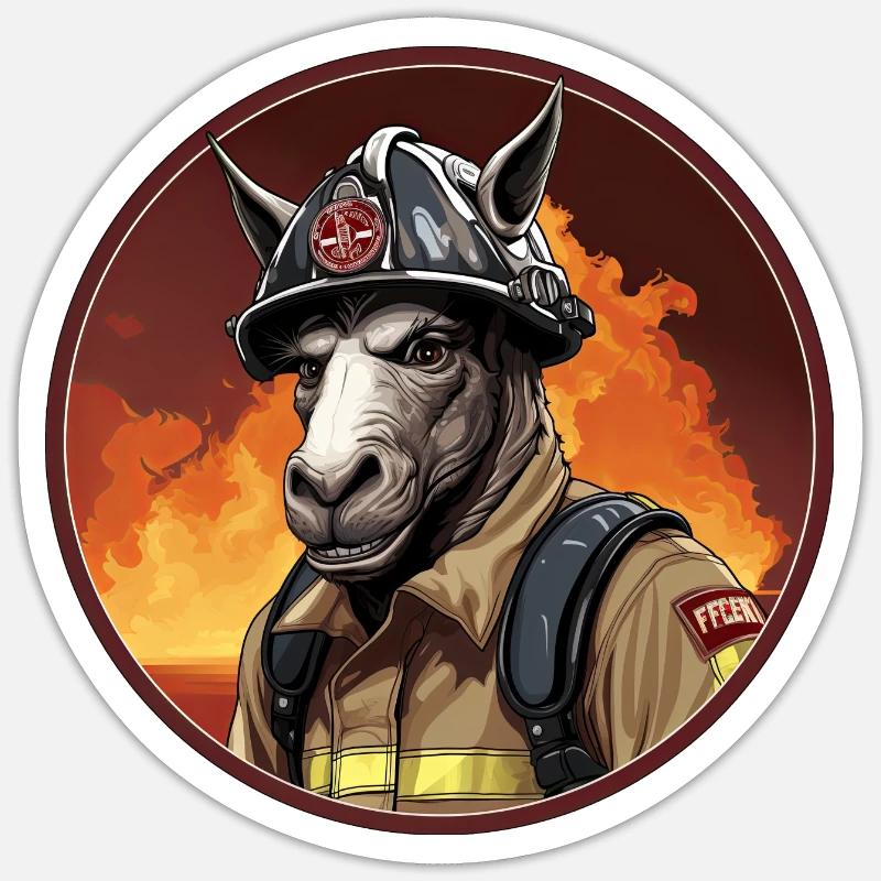 Donkey Fire Brigade - Sticker size S (10 x 10 cm) - white matte