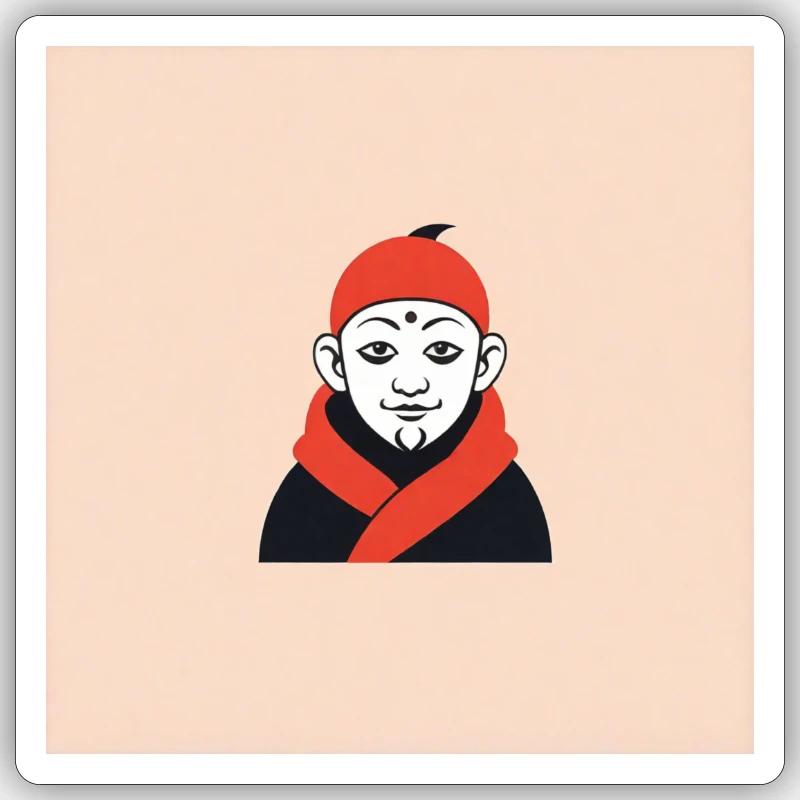 Mönch - Sticker Größe S (10 x 10 cm) - Mattweiß