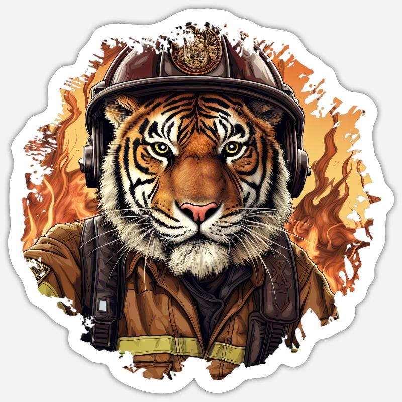 Brigade de pompiers Tiger - Sticker taille S (10 x 10 cm) - blanc mat