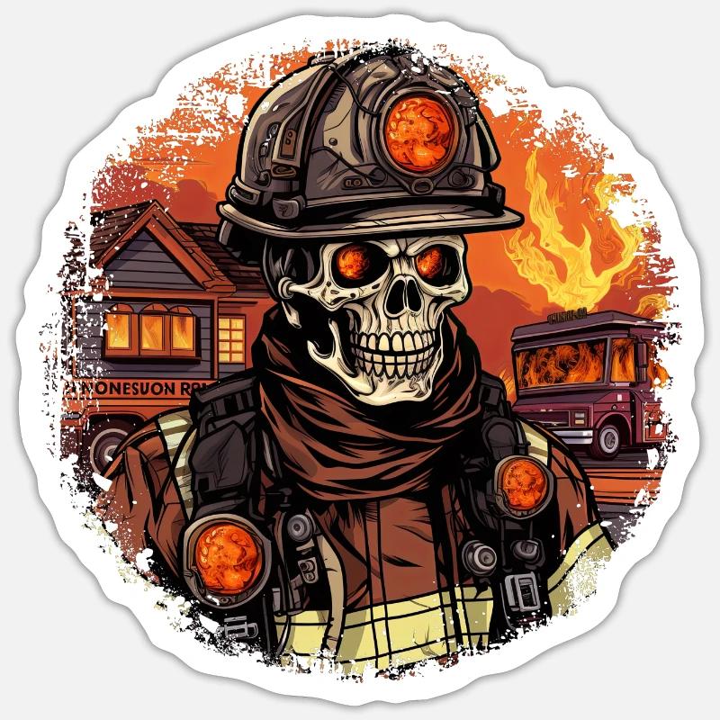 Skeletons Fire Brigade / Firefighter Skeleton Sticker size S (10 x 10 cm)