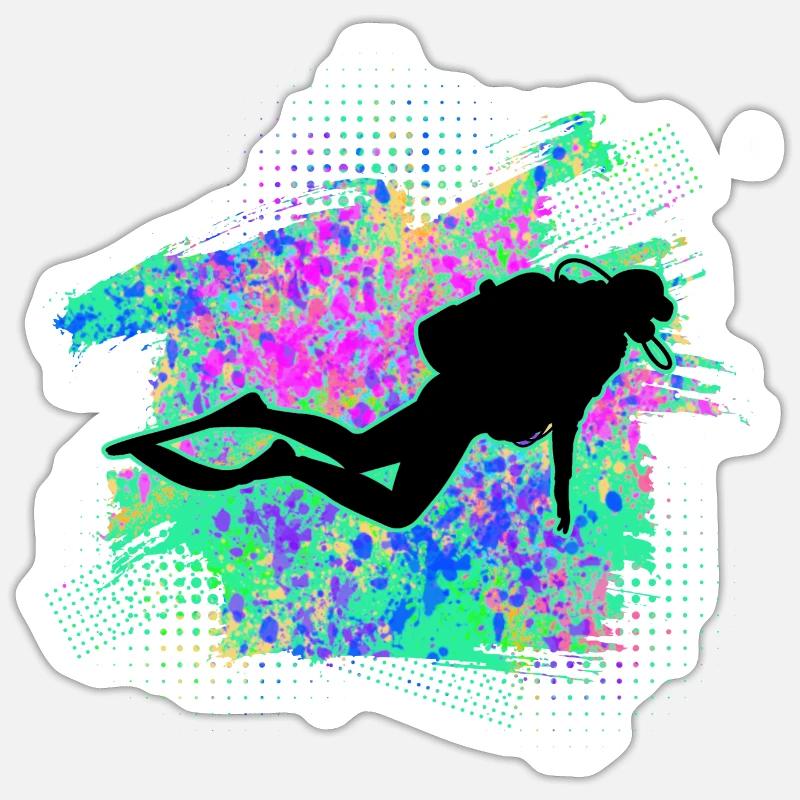 diving divers Sticker size S (10 x 10 cm)