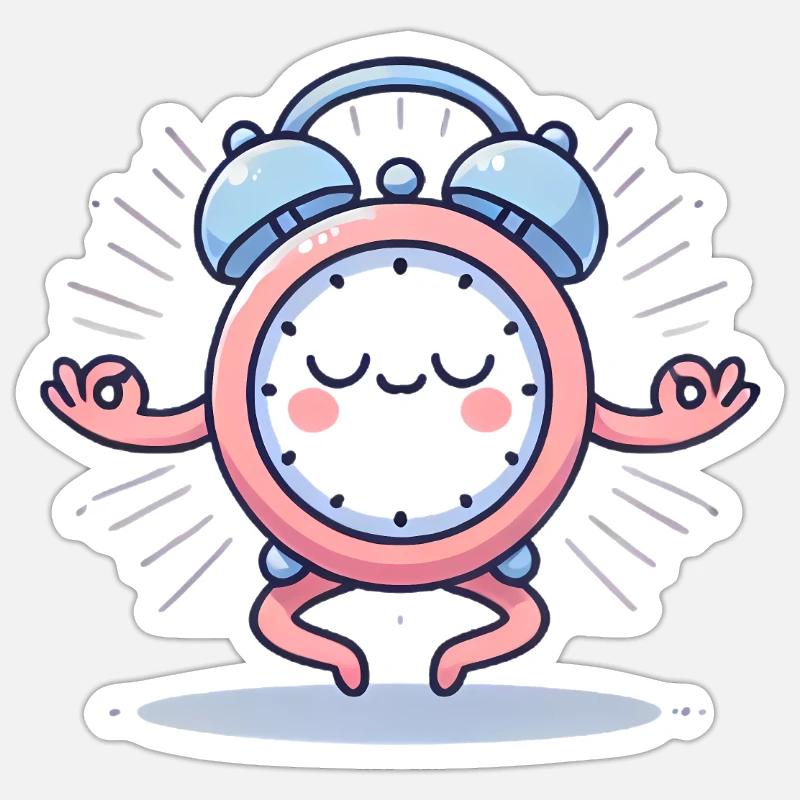 Friedlich meditieren Wecker Symbol - Sticker Größe S (10 x 10 cm) - Mattweiß