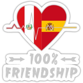 Peru und Spanien 100% Freundschaft - Sticker Größe S (10 x 10 cm) - Mattweiß - Vorne