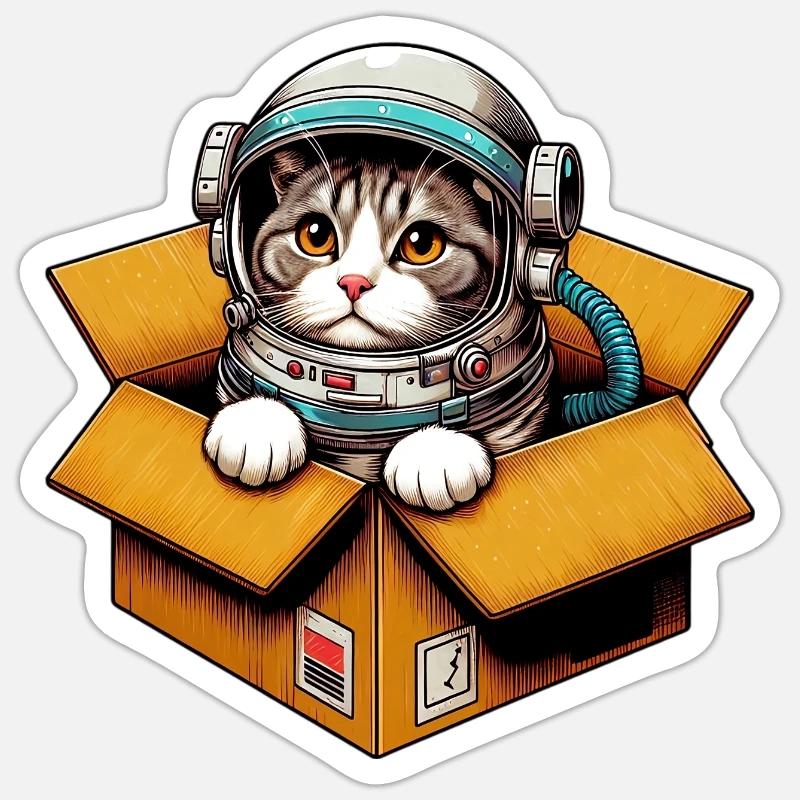 Astronaut Cat - Sticker size S (10 x 10 cm) - white matte