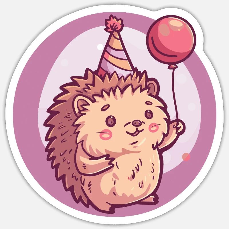 Hedgehog Birthday Comic - Sticker size S (10 x 10 cm) - white matte