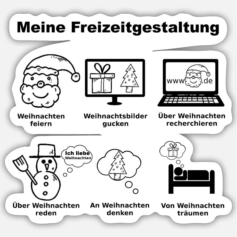 Weihnachten Freizeit Christmas Weihnachtsmann - Sticker Größe S (10 x 10 cm) - Mattweiß