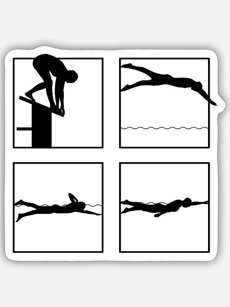 Schwimmen kraulen - Sticker Größe S (10 x 10 cm) - Mattweiß