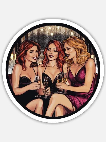 Ein glanzvoller Abend mit Freundinnen - Sticker Größe S (10 x 10 cm) - Mattweiß