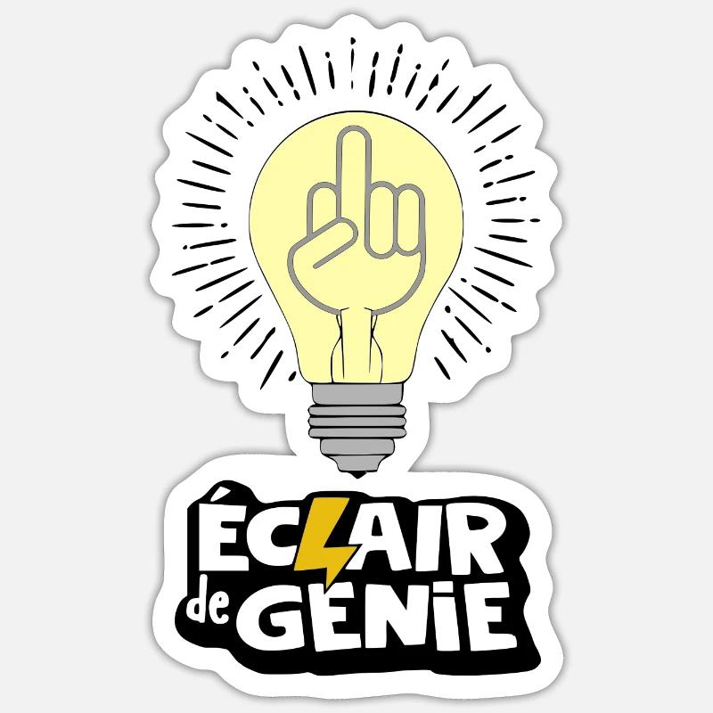 Eclair de génie - Sticker taille S (10 x 10 cm) - blanc mat