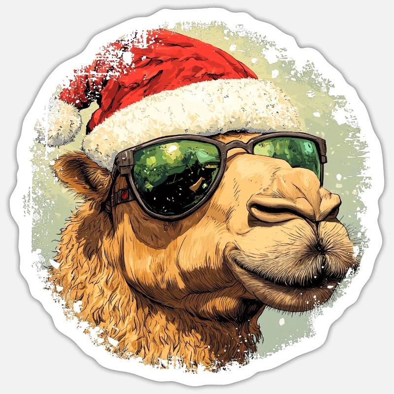 Kamel Weihnachtsmann Sticker Größe S (10 x 10 cm)