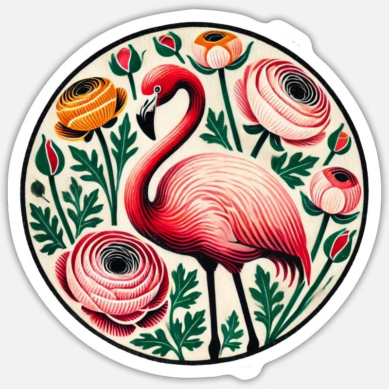 Flamant Sticker taille S (10 x 10 cm)