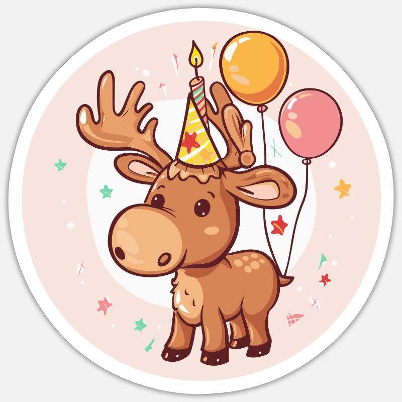 Moose Birthday Comic - Sticker size S (10 x 10 cm) - white matte
