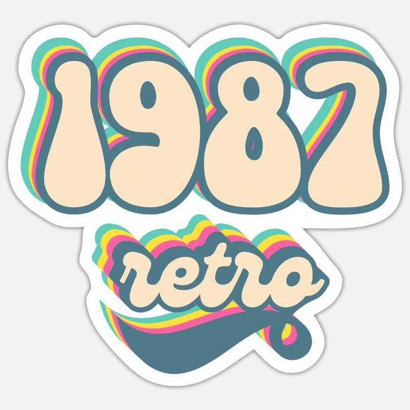 1987 retro idée cadeau Sticker taille S (10 x 10 cm)