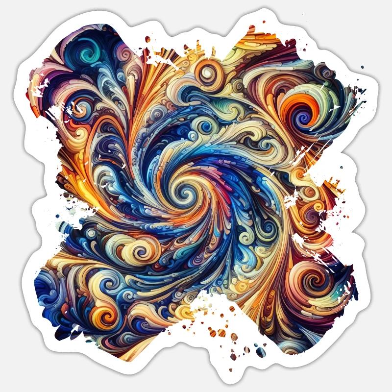Lebendiger abstrakter Wirbel - Sticker Größe S (10 x 10 cm) - Mattweiß