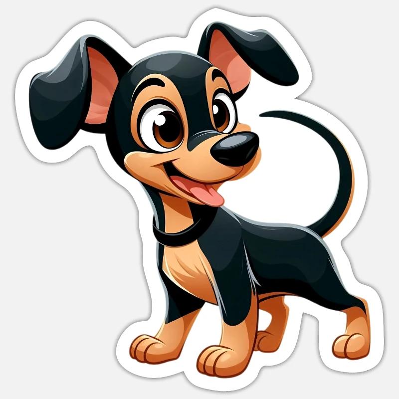 pinscher 2 - Sticker taille S (10 x 10 cm) - blanc mat