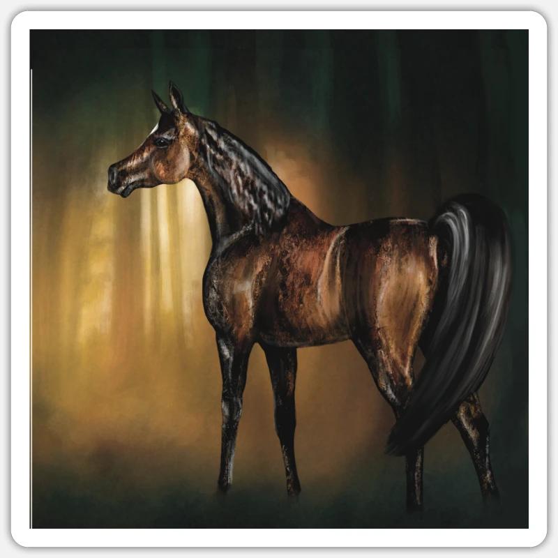 Cheval en forêt Sticker taille S (10 x 10 cm)